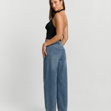 High Waist Straight Leg Denim Trousers with Modern Fit