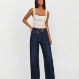 High Waist Wide Leg Denim Trousers with Modern Silhouette