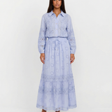 Button Shirt and Tiered Maxi Skirt Set for Effortless Elegance