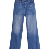 High Waist Wide Leg Denim Jeans with Classic Blue Wash