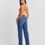 High Waist Straight Leg Denim Trousers for Everyday Wear