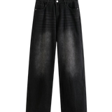 High Waist Wide Leg Denim Jeans with Dark Wash