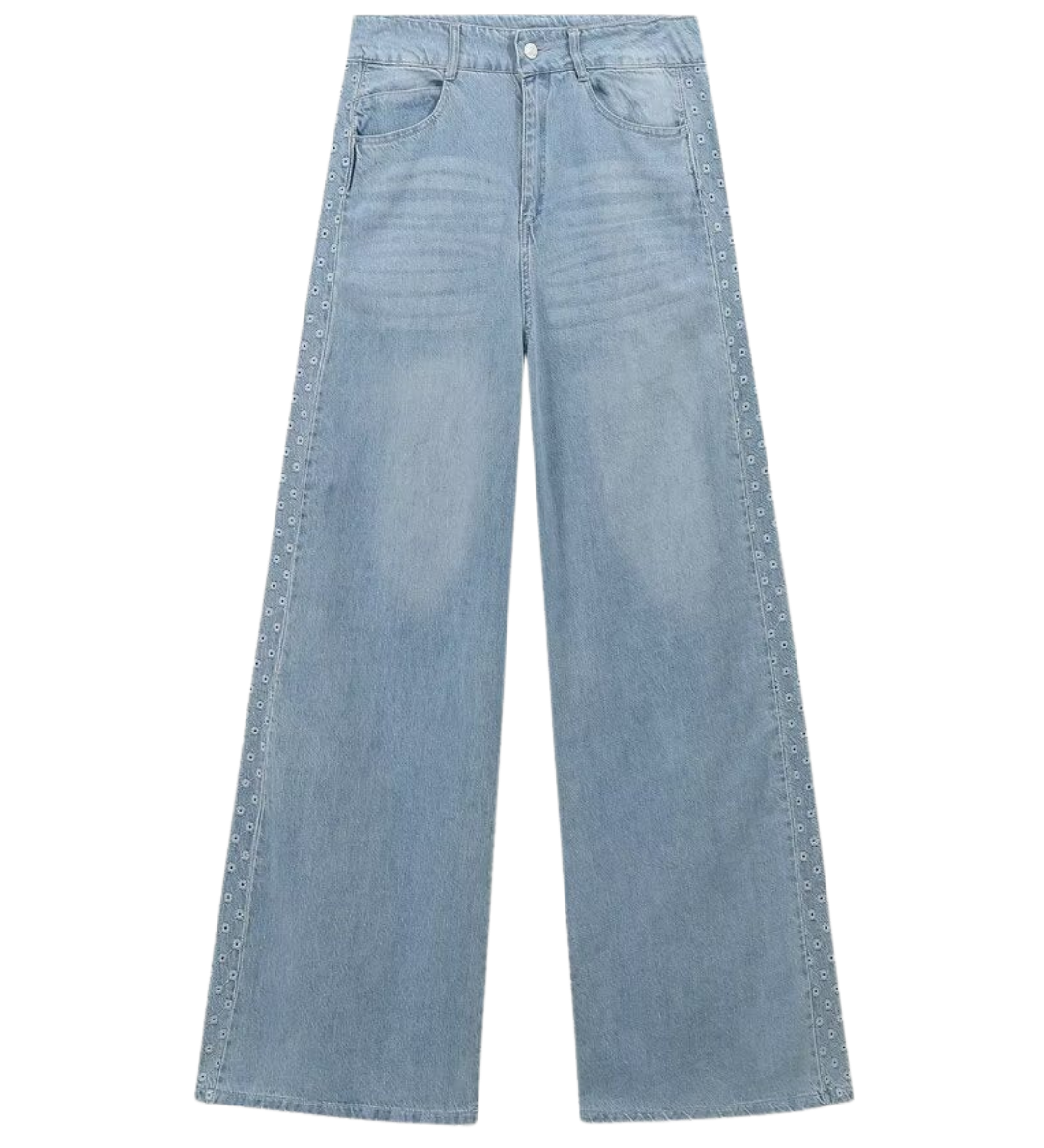 High Waist Wide Leg Denim Jeans with Light Wash