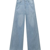 High Waist Wide Leg Denim Jeans with Light Wash