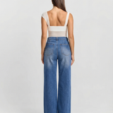 High Waist Wide Leg Denim Jeans with Classic Blue Wash