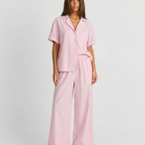 Short Sleeve Shirt and Wide Leg Trouser Set for Effortless Comfort