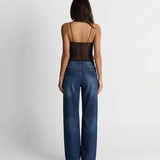 High Waist Straight Leg Denim Jeans with Clean Finish