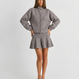 Knit Sweater and Flared Mini Skirt Set for Cozy Modern Style