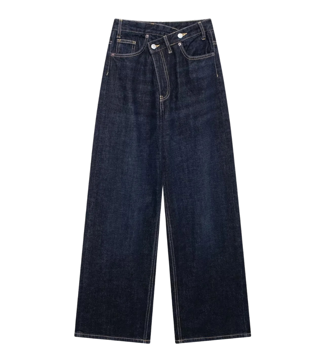 High Waist Wide Leg Denim Trousers with Modern Silhouette