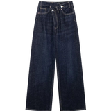 High Waist Wide Leg Denim Trousers with Modern Silhouette
