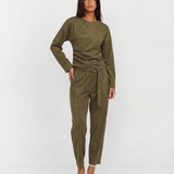 Relaxed Long Sleeve Top and Tapered Trouser Set for Everyday Comfort