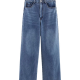 High Waist Wide Leg Denim Jeans with Back Detail