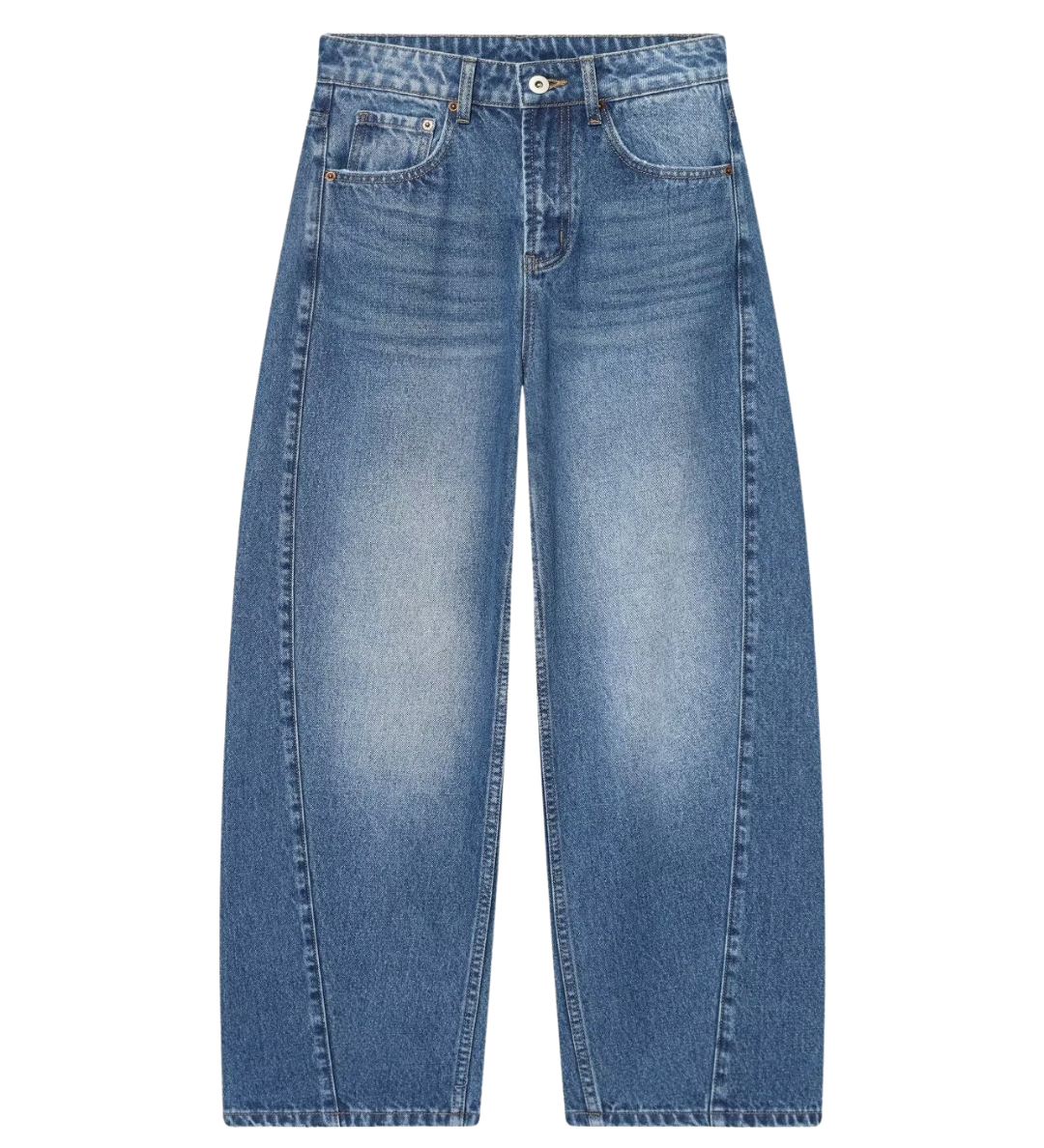 High Waist Wide Leg Denim Jeans with Relaxed Fit