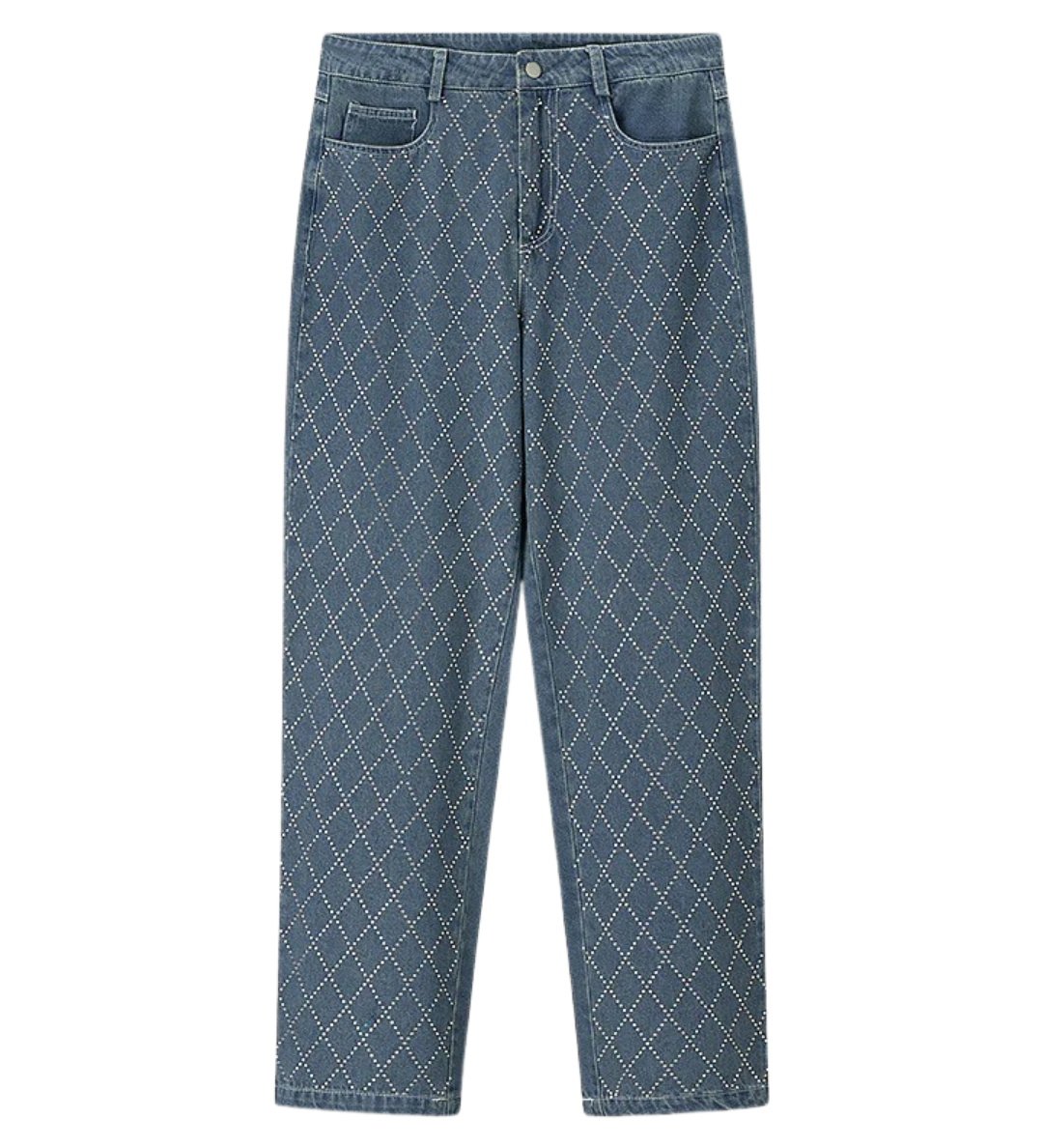 High Waist Straight Leg Denim Trousers