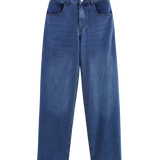 High Waist Straight Leg Denim Trousers for Everyday Wear