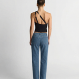 High Waist Straight Leg Denim Trousers