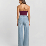 High Waist Wide Leg Denim Jeans with Light Wash