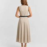 Sleeveless Belted Maxi Dress – Elegant Flowing Feminine Silhouette