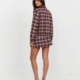 Check Shirt and Pleated Mini Skirt Set for Effortless Style