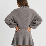 Knit Sweater and Flared Mini Skirt Set for Cozy Modern Style