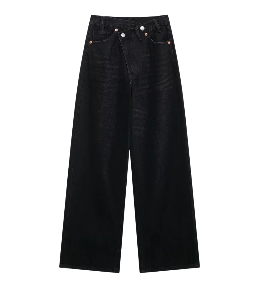 High Waist Wide Leg Denim Trousers with Modern Silhouette