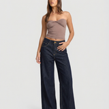 High Waist Wide Leg Dark Denim Jeans
