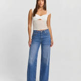 High Waist Wide Leg Denim Jeans with Classic Blue Wash