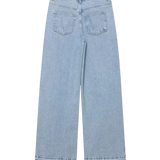 High Waist Wide Leg Denim Jeans with Side Detail