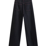 High Waist Wide Leg Black Denim Trousers