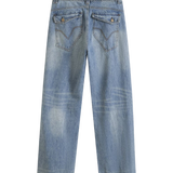 High Waist Straight Leg Denim Jeans with Light Wash