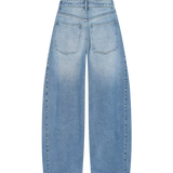 High Waist Straight Leg Denim Jeans with Light Blue Wash