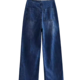 High Waist Wide Leg Denim Trousers with Clean Finish
