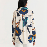 Abstract Print Button Front Shirt with Relaxed Fit