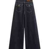 High Waist Wide Leg Dark Denim Jeans