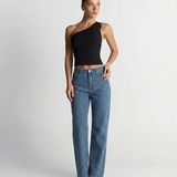 High Waist Straight Leg Denim Trousers