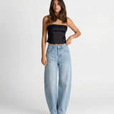 High Waist Wide Leg Denim Jeans with Relaxed Fit