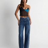 High Waist Straight Leg Denim Jeans with Clean Finish