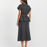 Belted Short Sleeve Top and Midi Skirt Set for Elegant Everyday Wear