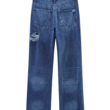 High Waist Wide Leg Ripped Denim Jeans