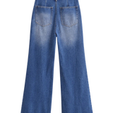 High Waist Wide Leg Denim Jeans with Classic Blue Wash