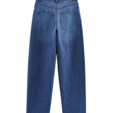 High Waist Straight Leg Denim Trousers for Everyday Wear