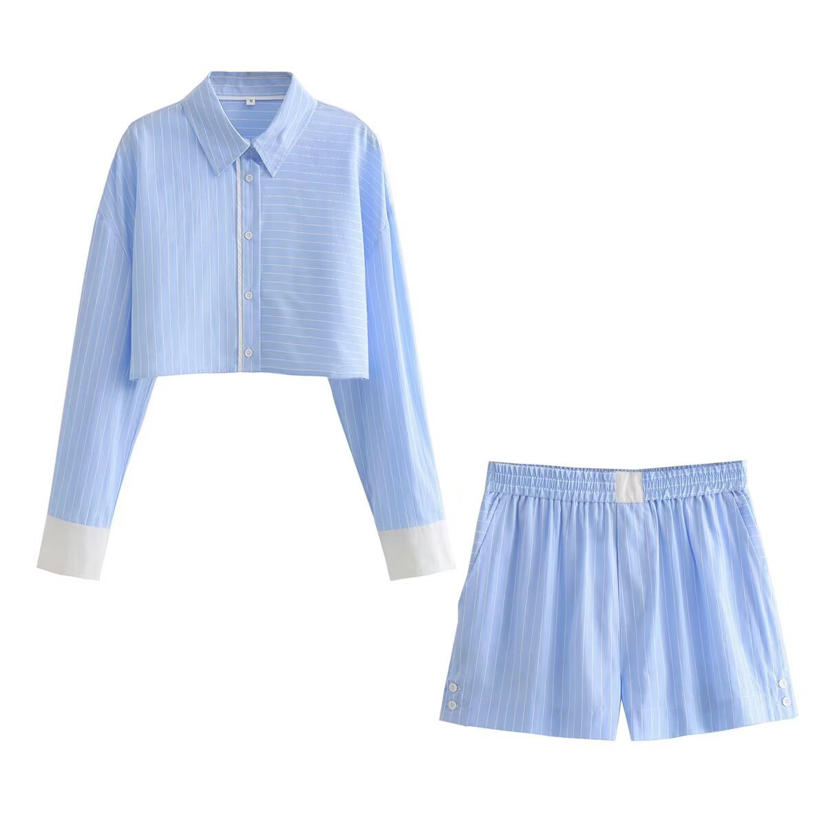 Cropped Shirt and Mini Skirt Set with Relaxed Fit