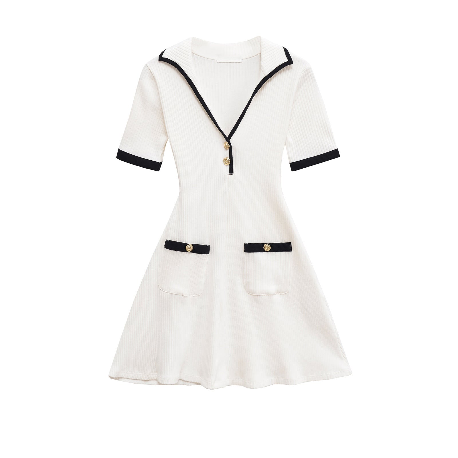 Women’s Short Sleeve Zip Front Mini Dress with Tailored Fit