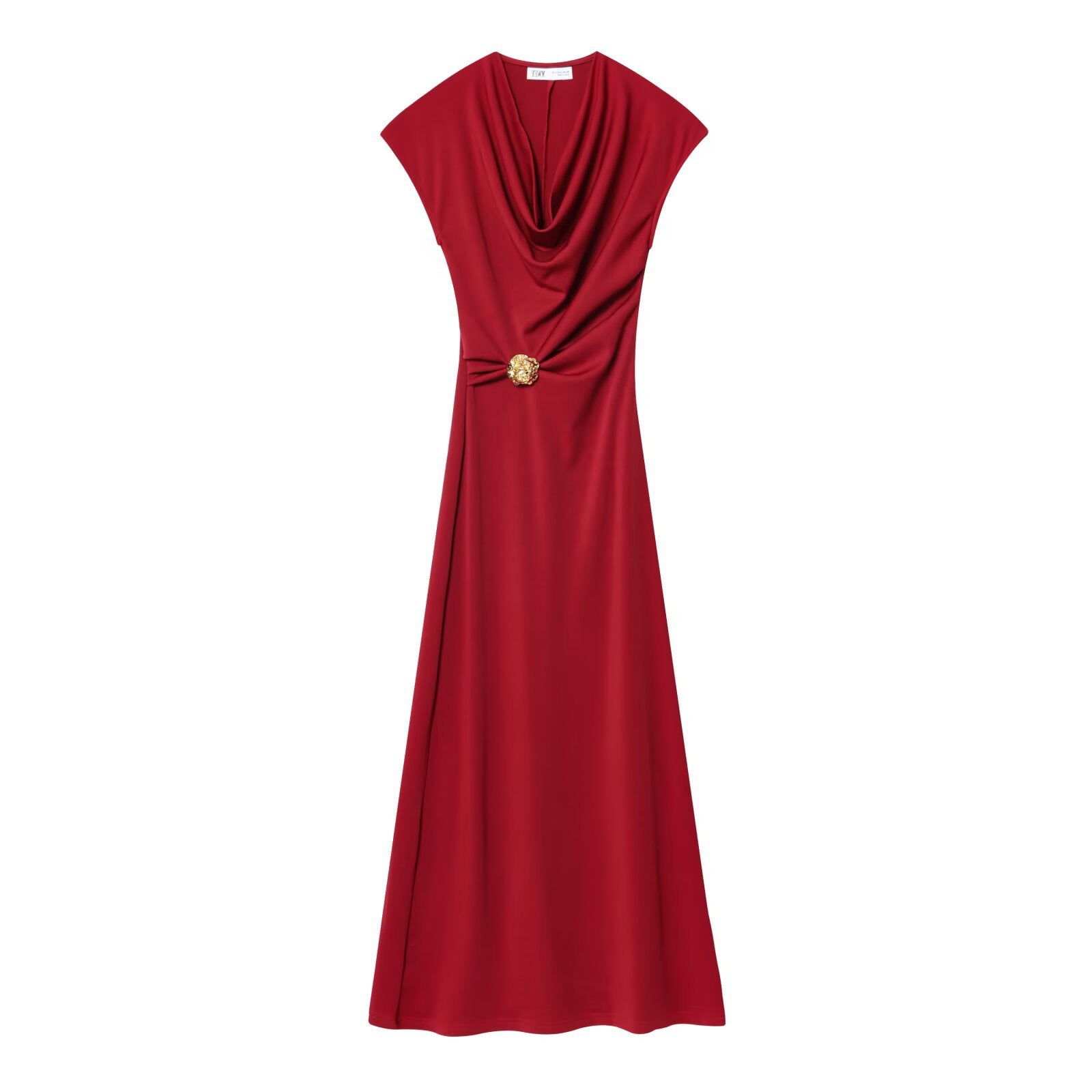 Draped Sleeveless Maxi Dress – Elegant Flowing Evening Style