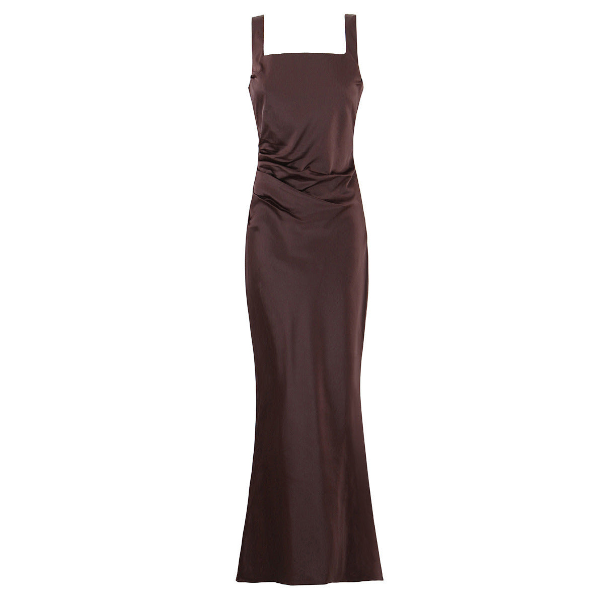 Draped Strap Maxi Dress – Elegant Body-Skimming Silhouette