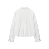 Button Front Long Sleeve Blouse with Clean Collar