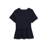 Short Sleeve Peplum Top with Structured Fit