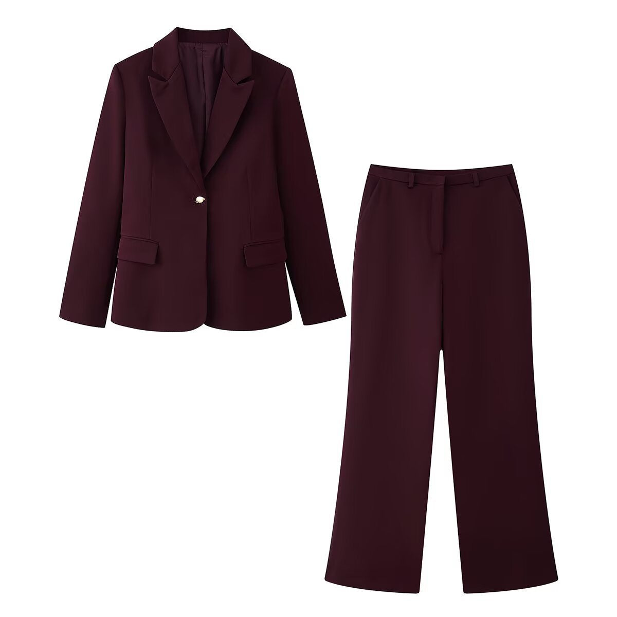 Classic Blazer and Straight Leg Trouser Set for Timeless Elegance