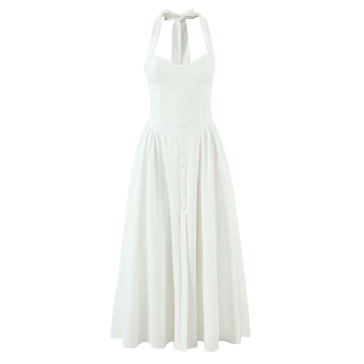 Halter Neck Flowing Maxi Dress – Elegant Feminine Silhouette