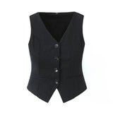 Buttoned Vest and Mini Skirt Set